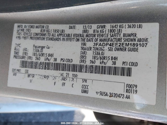 Ford FIESTA SE 2014 3FADP4EE2EM189107 Image 9