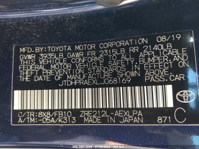 Toyota COROLLA LE 2020 JTDHPRAEXLJ068169 Image 9