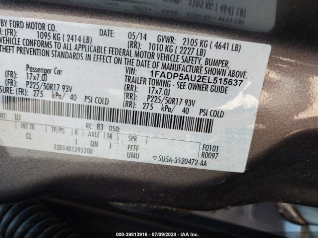 1FADP5AU2EL515637 Ford C-max Hybrid Se