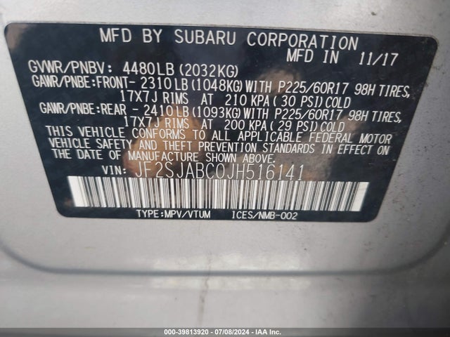 JF2SJABC0JH516141 Subaru Forester 2.5i