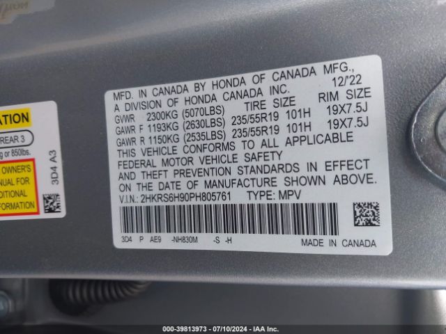 2HKRS6H90PH805761 Honda Cr-v Hybrid Sport Touring