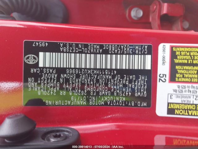 4T1B11HK3KU216966 Toyota CAMRY SE