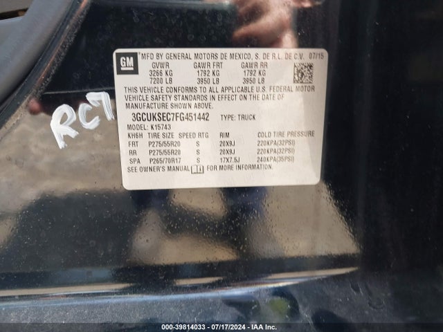 Chevrolet Silverado 1500 2lz 2015 3GCUKSEC7FG451442 Image 9