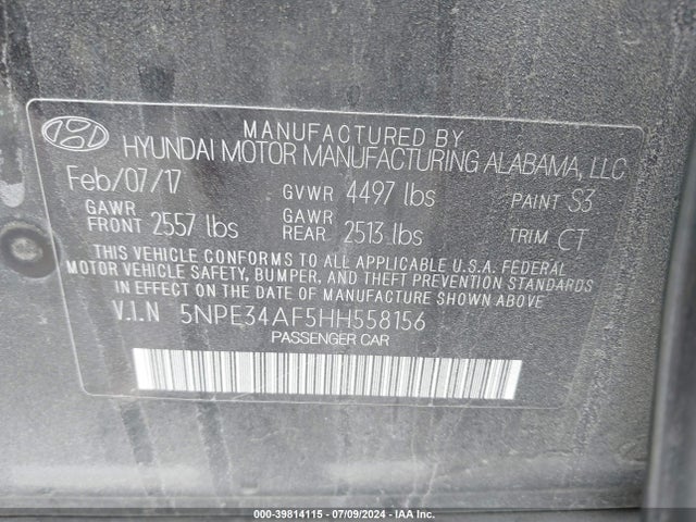 Hyundai Sonata Sport 2017 5NPE34AF5HH558156 Image 9