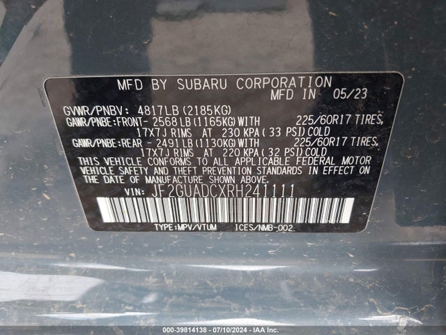 Subaru Crosstrek Premium 2024 JF2GUADCXRH241111 Image 9