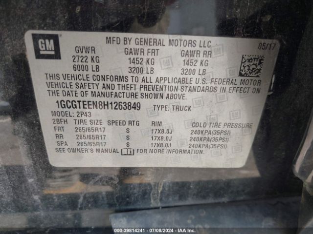 1GCGTEEN8H1263849 Chevrolet Colorado Zr2