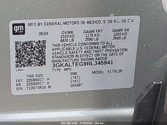 3GKALTEG9RL345941 GMC Terrain Awd Sle