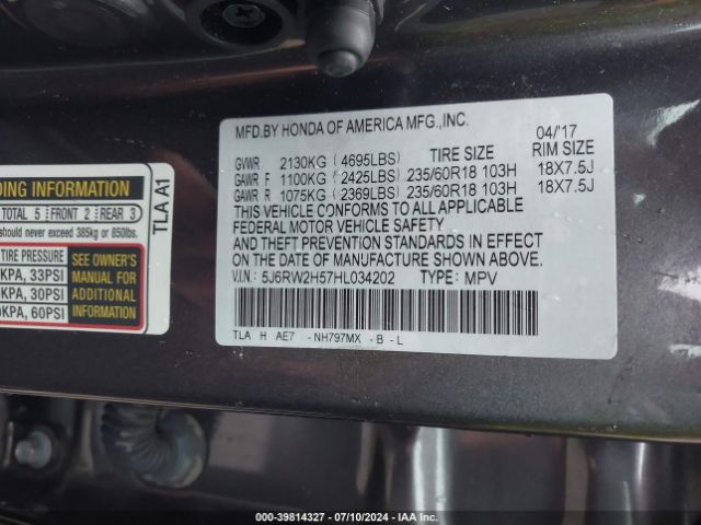 5J6RW2H57HL034202 Honda CR-V EX