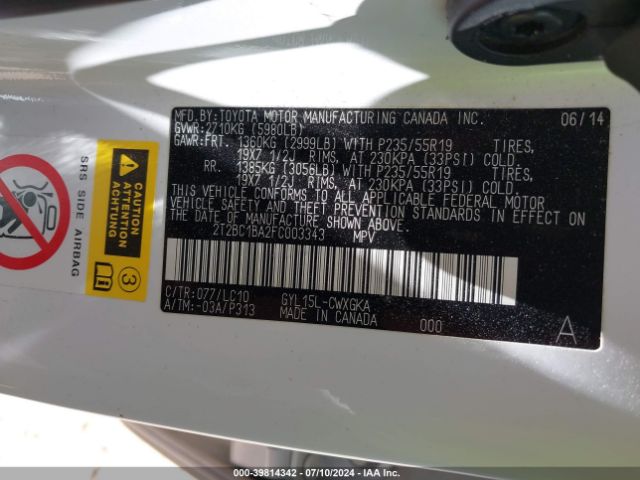 2T2BC1BA2FC003343 Lexus RX 450H