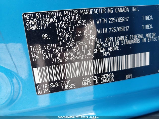 Toyota Rav4 Xle 2021 2T3W1RFV9MW164735 Image 9
