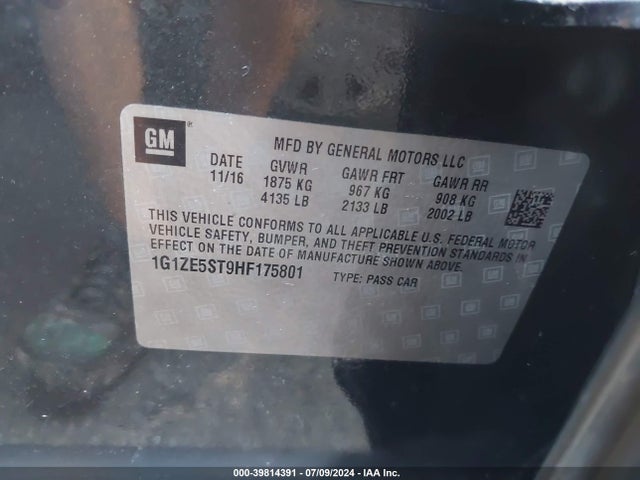 Chevrolet MALIBU 1LT 2017 1G1ZE5ST9HF175801 Image 9