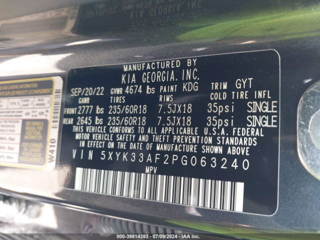 5XYK33AF2PG063240 KIA Sportage Ex