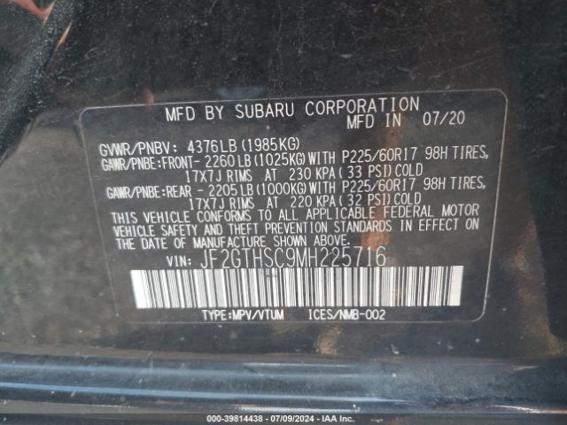JF2GTHSC9MH225716 Subaru Crosstrek Sport