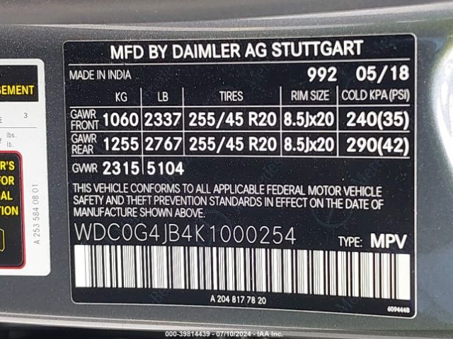 WDC0G4JB4K1000254 Mercedes-Benz GLC 300