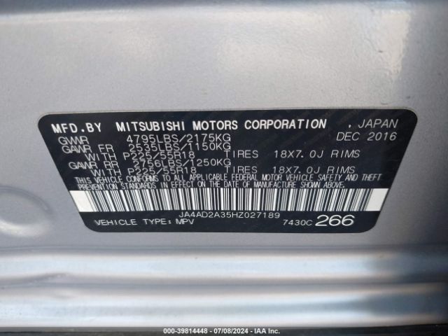 JA4AD2A35HZ027189 Mitsubishi Outlander Es
