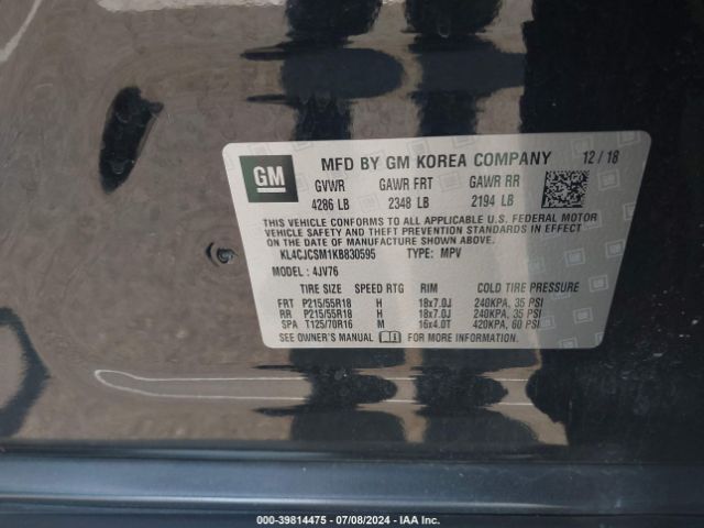 KL4CJCSM1KB830595 Buick Encore Fwd Essence