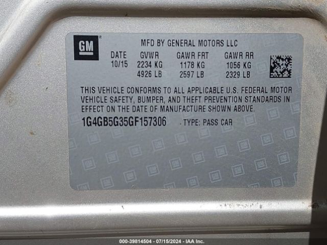 1G4GB5G35GF157306 Buick Lacrosse Leather