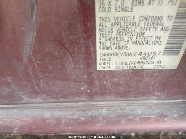 Nissan Frontier Sv 2017 1N6DD0EV0HN744087 Image 9