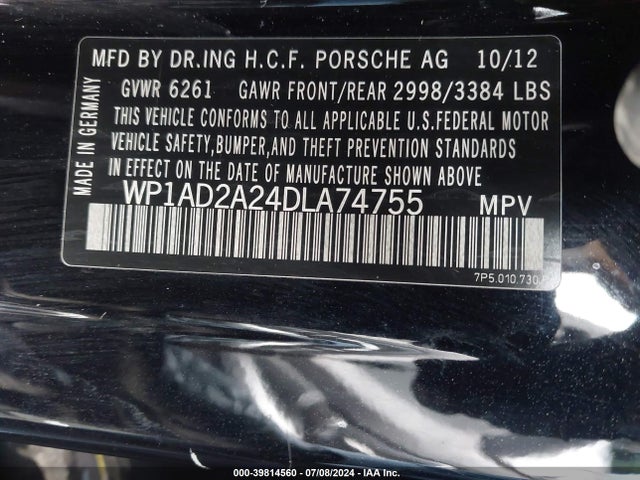 2013 PORSCHE CAYENNE WP1AD2A24DLA74755 Photo 8