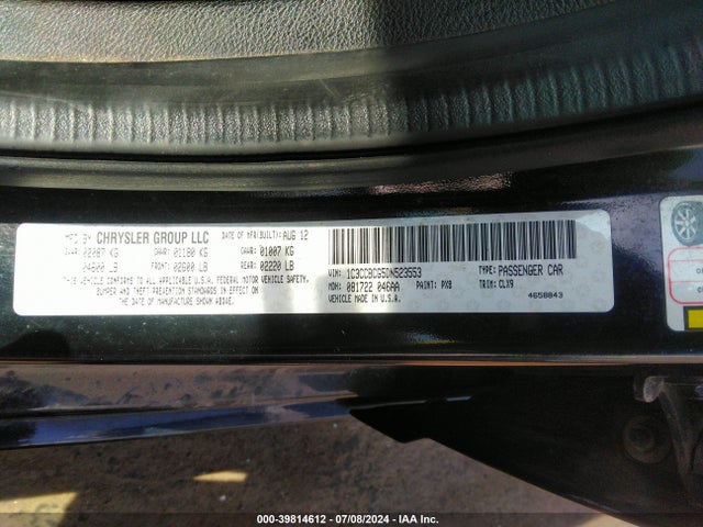 Aukcja sprzedaży 2013 Chrysler 200 Limited, vin: 1C3CCBCG5DN523553, numer aukcji: 39814612
