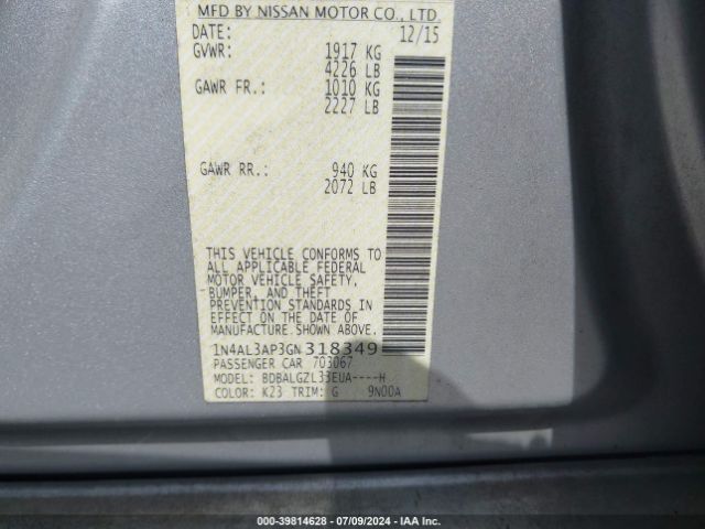 1N4AL3AP3GN318349 Nissan Altima 2.5 S