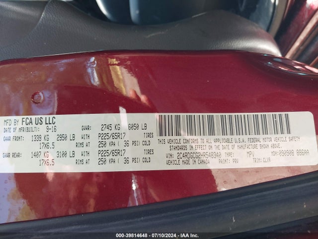 Dodge Grand Caravan Sxt 2017 2C4RDGCG2HR548340 Image 9