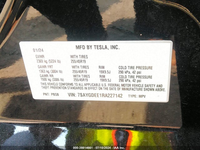 2024 TESLA MODEL Y 7SAYGDEE1RA227142 Photo 8