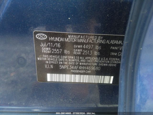 5NPE34AF4HH469680 Hyundai Sonata Sport