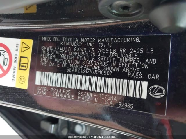 58ABZ1B17KU010907 Lexus Es 350 F Sport
