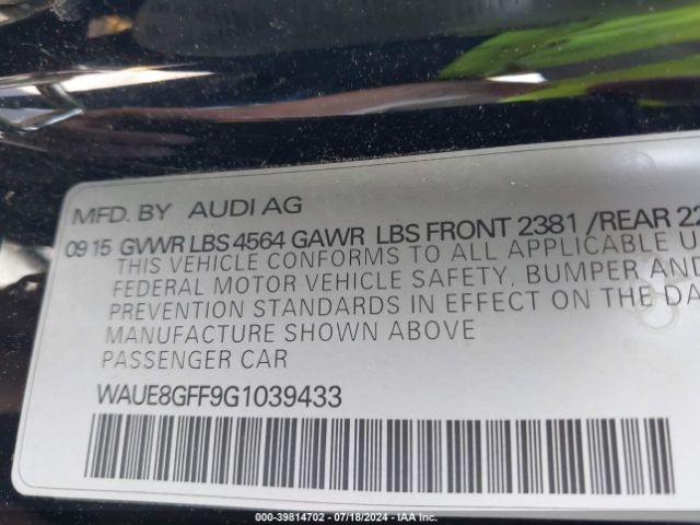 WAUE8GFF9G1039433 Audi A3 2.0t Premium