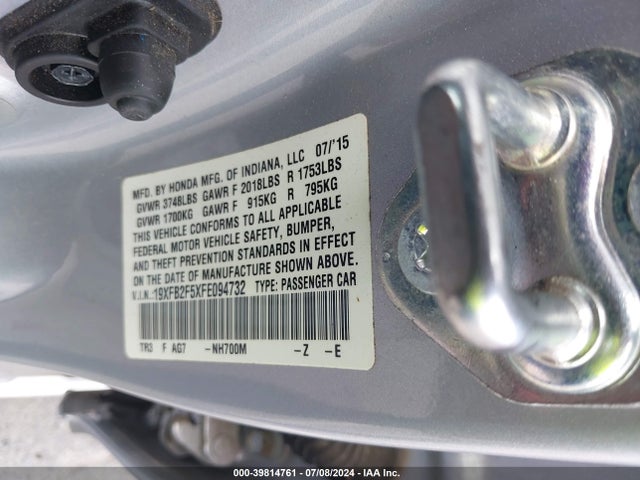 Honda Civic Lx 2015 19XFB2F5XFE094732 Image 9