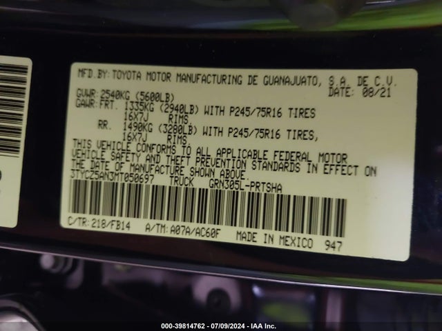 Toyota Tacoma Sr V6 2021 3TYCZ5AN3MT050697 Image 9