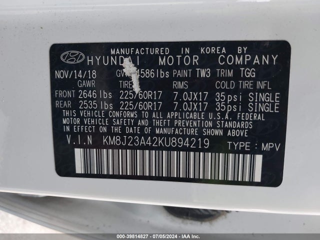 Hyundai TUCSON SE 2019 KM8J23A42KU894219 Image 9