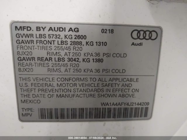 WA1A4AFY4J2144209 Audi Sq5 3.0t Premium Plus