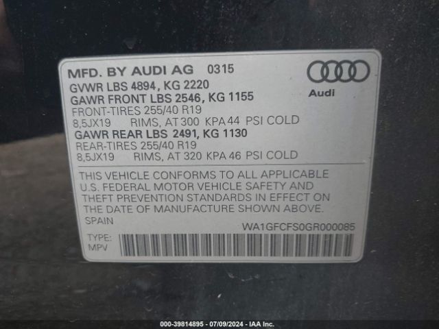 WA1GFCFS0GR000085 Audi Q3 2.0t Premium Plus