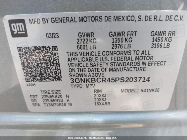 3GNKBCR45PS203714 Chevrolet Blazer Fwd 2lt