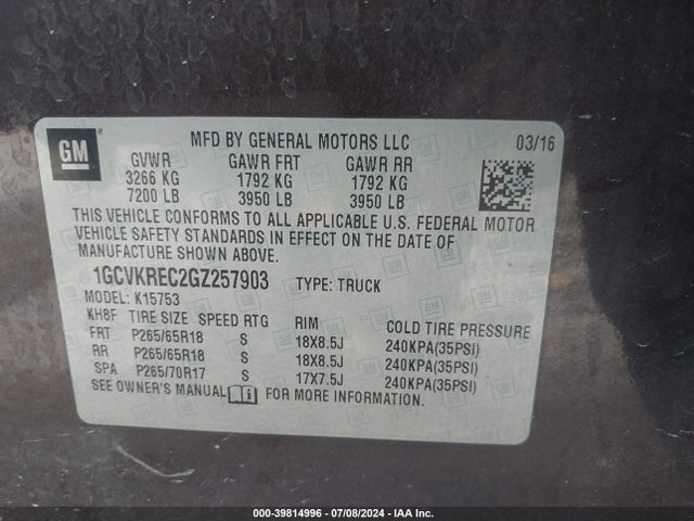 Chevrolet Silverado 1500 2lt 2016 1GCVKREC2GZ257903 Image 9