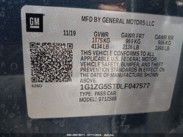 1G1ZG5ST0LF047577 Chevrolet Malibu Fwd Rs