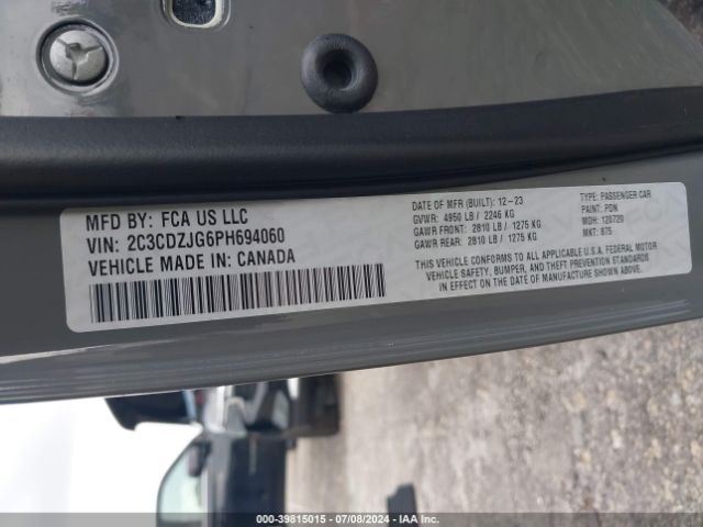 2C3CDZJG6PH694060 Dodge Challenger Gt