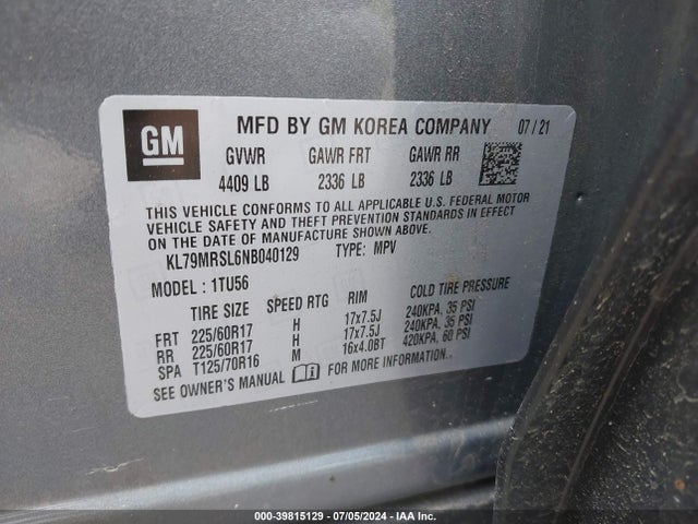 Chevrolet Trailblazer Awd Lt 2022 KL79MRSL6NB040129 Image 9
