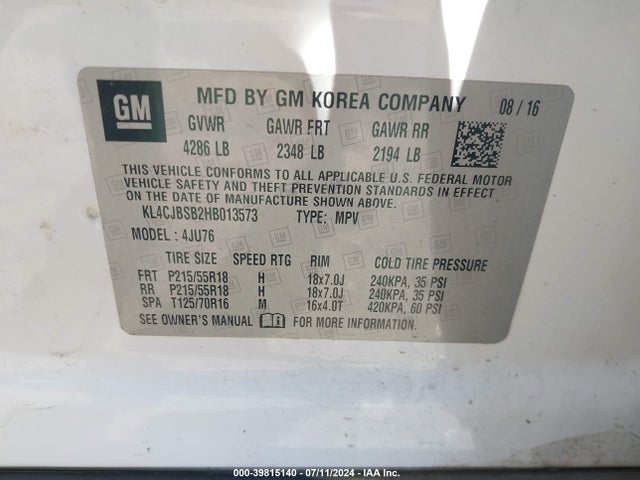 KL4CJBSB2HB013573 Buick Encore Preferred Ii