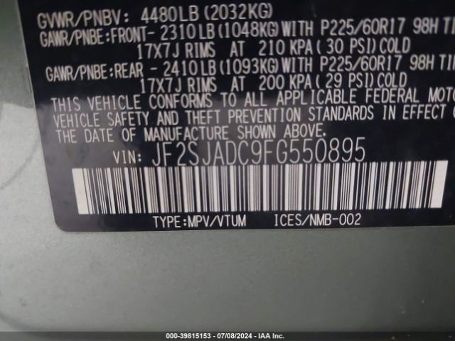 JF2SJADC9FG550895 Subaru Forester 2.5i Premium