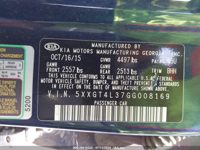 KIA Optima Lx 2016 5XXGT4L37GG008169 Image 9