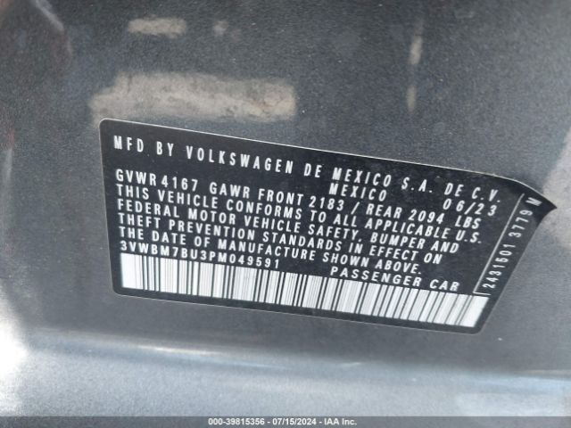 3VWBM7BU3PM049591 Volkswagen Jetta 1.5t Sport