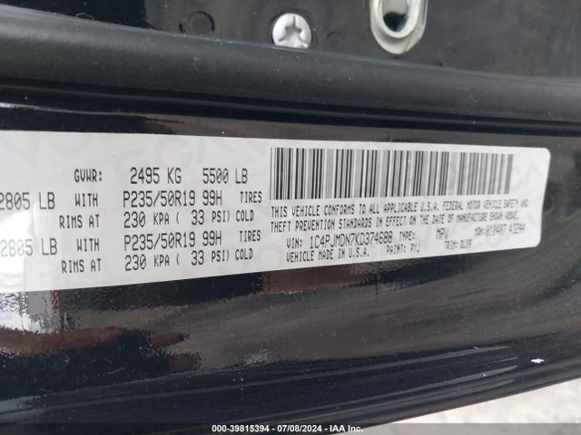 Jeep Cherokee High Altitude 4x4 2019 1C4PJMDN7KD374688 Image 9