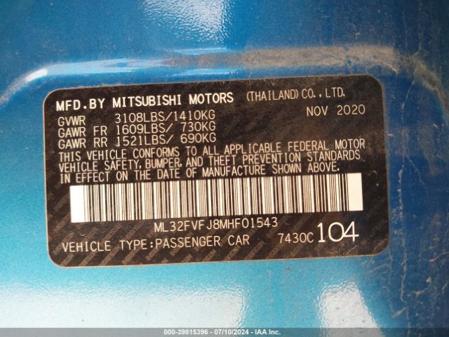ML32FVFJ8MHF01543 Mitsubishi Mirage G4 Se