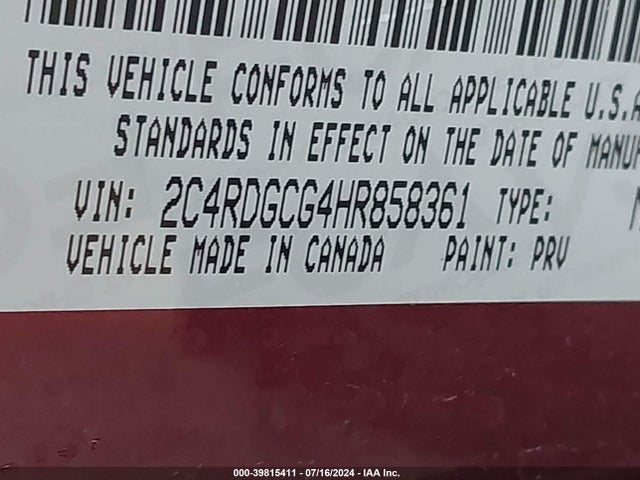 Dodge Grand Caravan Sxt 2017 2C4RDGCG4HR858361 Image 9