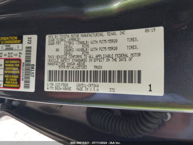5TFRY5F14LX257283 Toyota Tundra Sr5