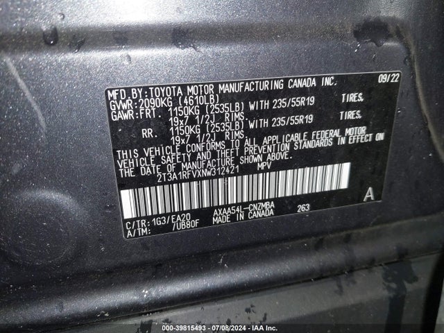 Toyota Rav4 Xle Premium 2022 2T3A1RFVXNW312421 Image 9