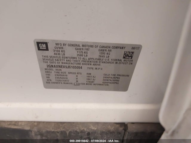 Chevrolet Equinox Premier 2018 2GNAXNEX9J6165094 Image 9